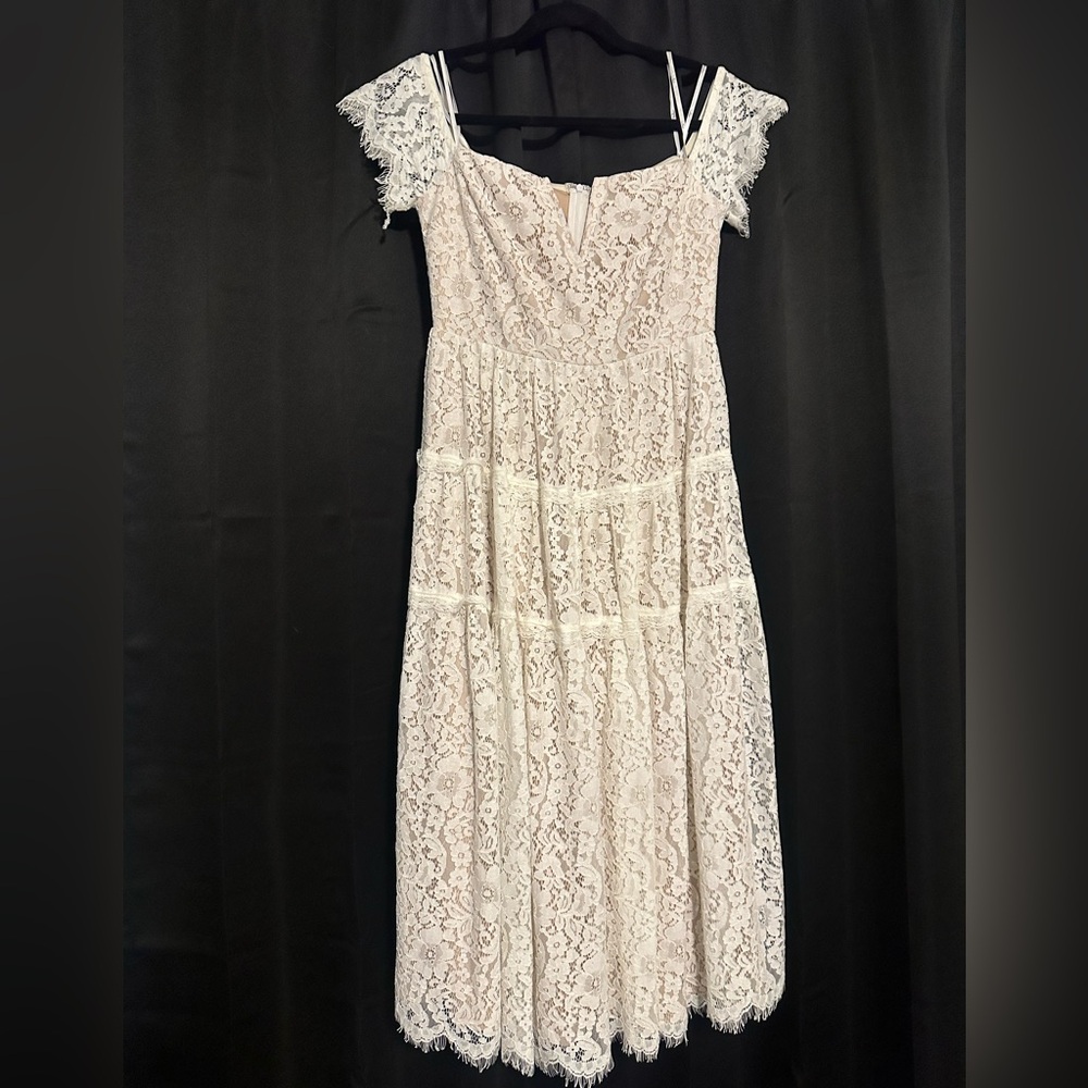Lulu's Cream Lace Midi Dress